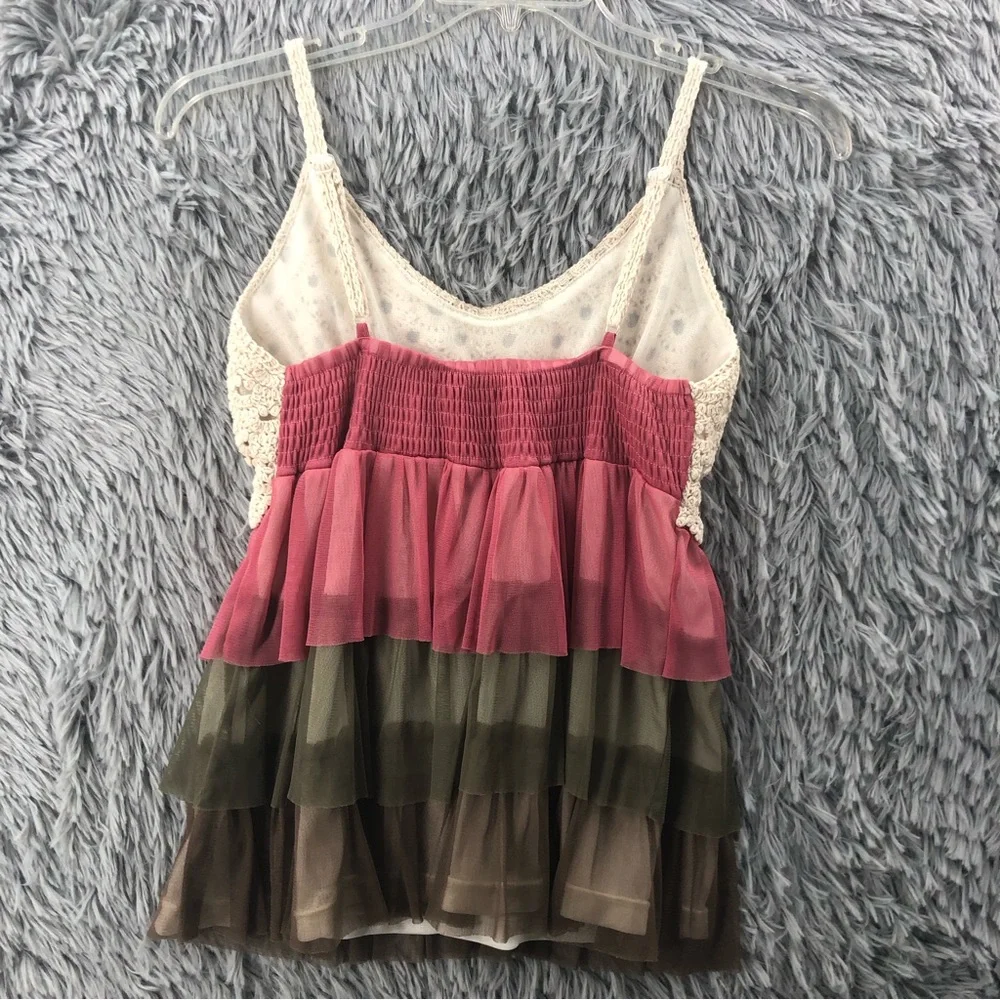 Rebellion Halter Top Womens XL Crotchet Layered Adjustable Strap Shirt